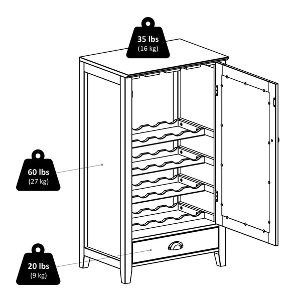 Winsome Wood Bordeaux 20-bottle Wine Cabinet - Elegant Espresso Storage With Glass Rack & Spacious Drawer Espresso Composite Wood 92416-winsome-wood