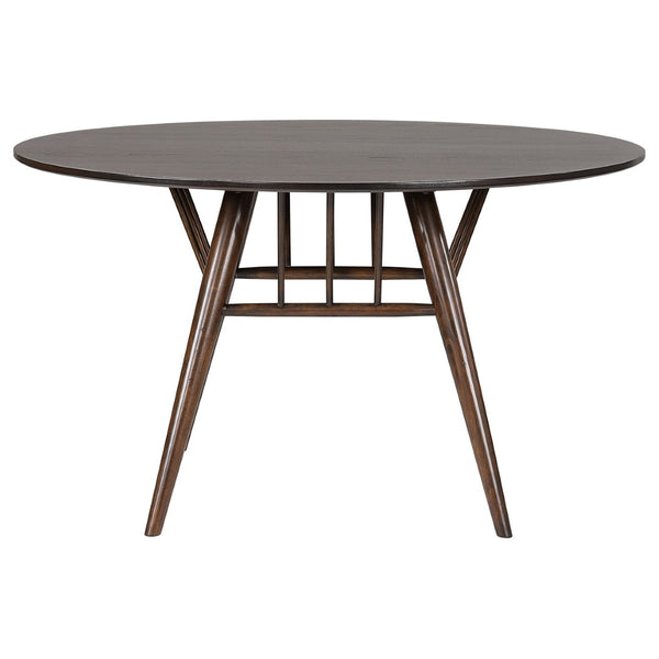 English Elm Shirley Sap Walnut Veneer Round Dining Table Seats Four with Tapered Legs B062S01491