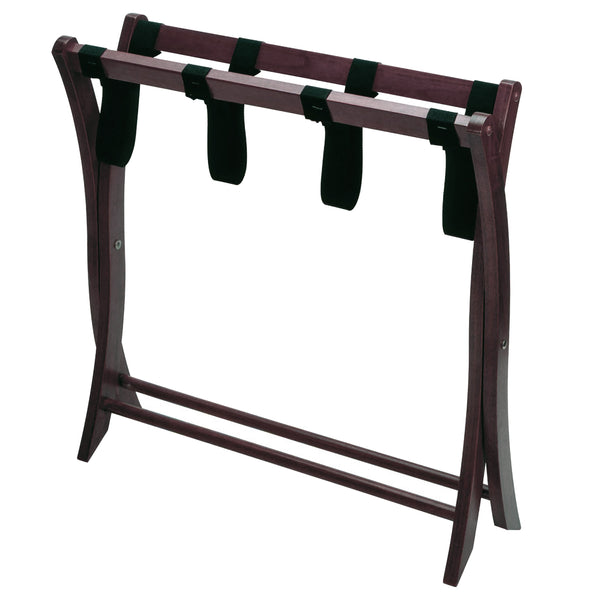 Winsome Wood Scarlett Luggage Rack - Espresso Wood With Sturdy Straps, Foldable Design For Easy Storage & Use Espresso Solid Wood ,Nylon 92420-winsome-wood