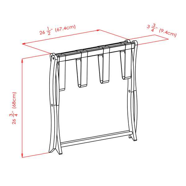 Winsome Wood Scarlett Luggage Rack - Espresso Wood With Sturdy Straps, Foldable Design For Easy Storage & Use Espresso Solid Wood ,Nylon 92420-winsome-wood