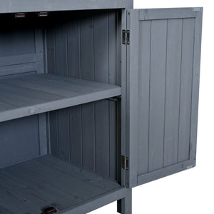 English Elm (with Hutch) Topamx Solid Fir Potting Bench Patio Workstation Spice Rack Drawer Gray N717P404330E