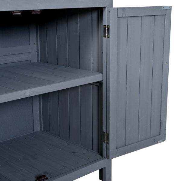 English Elm (with Hutch) Topamx Solid Fir Potting Bench Patio Workstation Spice Rack Drawer Gray N717P404330E