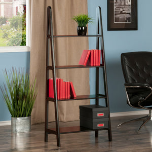 Winsome Wood Avalon 4-tier A-frame Shelf In Espresso - Stylish Ladder Design For Home, Office & Small Spaces Espresso Solid Wood 92428-winsome-wood