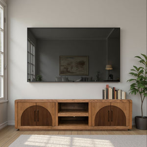 English Elm Eclipse 92" Tv Stand Console For 100" Tvs, Vintage Two-Tone Finish, No Assembly, Ample Storage Options B108P345177