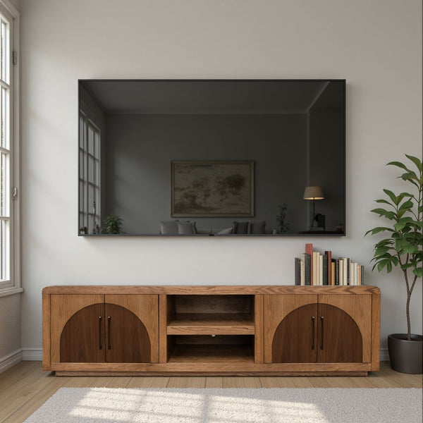 English Elm Eclipse 92" Tv Stand Console For 100" Tvs, Vintage Two-Tone Finish, No Assembly, Ample Storage Options B108P345177