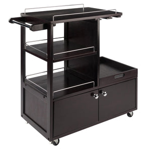 Winsome Wood Galen Entertainment Cart - Stylish Espresso Bar Cart With Adjustable Shelves & Locking Casters Espresso Solid ,Composite Wood 92430-winsome-wood