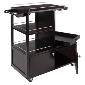 Winsome Wood Galen Entertainment Cart - Stylish Espresso Bar Cart With Adjustable Shelves & Locking Casters Espresso Solid ,Composite Wood 92430-winsome-wood