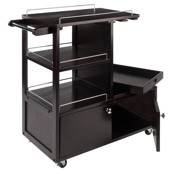 Winsome Wood Galen Entertainment Cart - Stylish Espresso Bar Cart With Adjustable Shelves & Locking Casters Espresso Solid ,Composite Wood 92430-winsome-wood