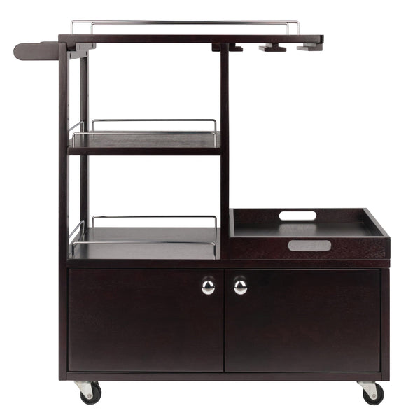 Winsome Wood Galen Entertainment Cart - Stylish Espresso Bar Cart With Adjustable Shelves & Locking Casters Espresso Solid ,Composite Wood 92430-winsome-wood