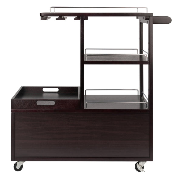 Winsome Wood Galen Entertainment Cart - Stylish Espresso Bar Cart With Adjustable Shelves & Locking Casters Espresso Solid ,Composite Wood 92430-winsome-wood