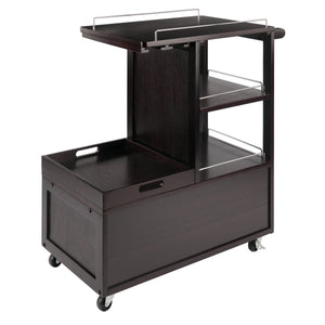 Winsome Wood Galen Entertainment Cart - Stylish Espresso Bar Cart With Adjustable Shelves & Locking Casters Espresso Solid ,Composite Wood 92430-winsome-wood