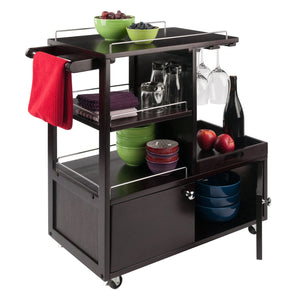 Winsome Wood Galen Entertainment Cart - Stylish Espresso Bar Cart With Adjustable Shelves & Locking Casters Espresso Solid ,Composite Wood 92430-winsome-wood