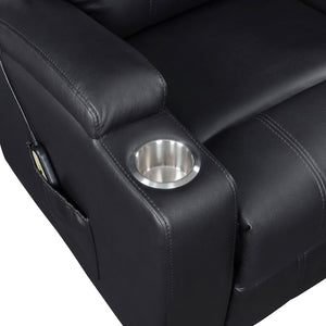 English Elm Macklin Faux Leather Power Lift Recliner with Heat Massage and Storage Pockets Black B062P466804