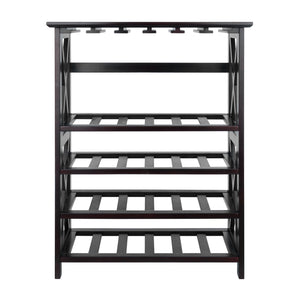 Winsome Wood Rio 24-bottle Wine Rack - Stylish Espresso Finish With Glass Storage, Perfect For Wine Enthusiasts! Espresso Solid ,Composite Wood 92432-winsome-wood