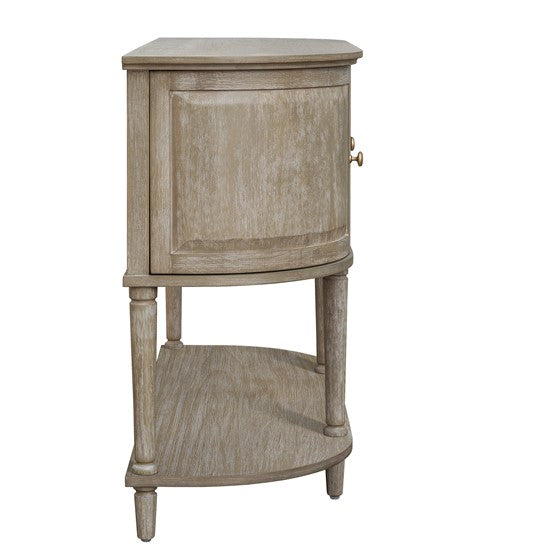 English Elm Accent Reclaimed Greige Cabinet with Lower Shelf, Solid Wood Frame, Oval Side Storage, 100lb Top Capacity B035P256567