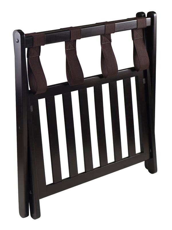 Winsome Wood Reese Luggage Rack With Shelf - Stylish Espresso Wooden Design For Guest Rooms, No Assembly Needed Espresso Solid Wood ,Nylon 92436-winsome-wood