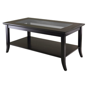 Winsome Wood Genoa Modern Rectangular Coffee Table With Tempered Glass Top & Open Shelf, Rich Espresso Finish Espresso Solid ,Composite Wood ,Glass 92437-winsome-wood