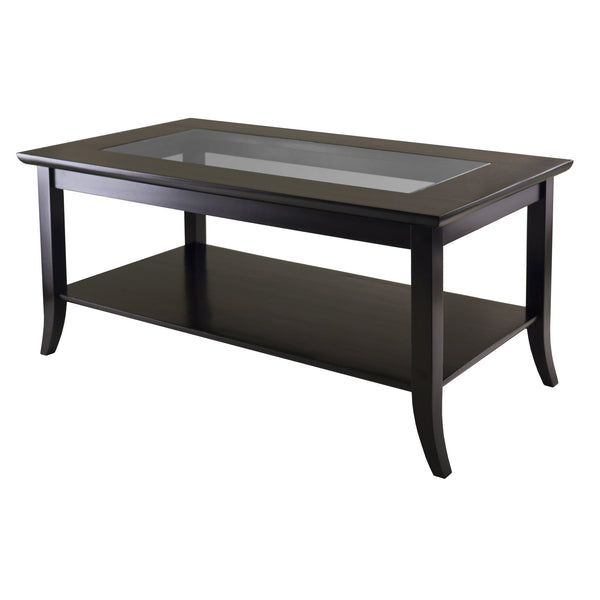 Winsome Wood Genoa Modern Rectangular Coffee Table With Tempered Glass Top & Open Shelf, Rich Espresso Finish Espresso Solid ,Composite Wood ,Glass 92437-winsome-wood