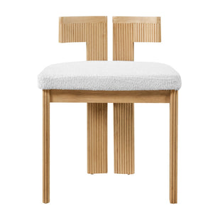 English Elm Indoor Boucle Upholstered Dining Chairs Rubberwood Frame Set of 2 for Modern Spaces N779P379862B