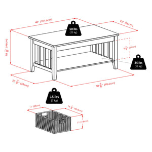 Winsome Wood Morris Coffee Table With 3 Stylish Foldable Baskets, Espresso Finish For Modern Living Spaces Espresso ,Chocolate Solid ,Composite Wood ,Corn Husk 92441-winsome-wood