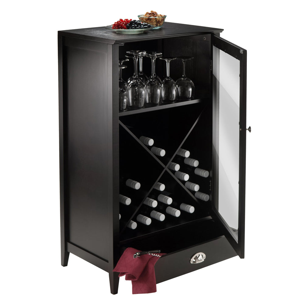 Winsome Wood Bordeaux Modular X-panel Wine Cabinet In Espresso - Elegant Storage For 28 Bottles & Accessories Espresso Composite Wood 92442-winsome-wood