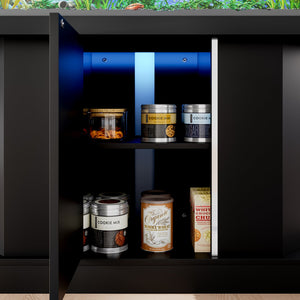 English Elm Modern Engineered Wood Aquarium Stand with Cabinet & Power Hub, 880lb Capacity, Sleek Black Storage N704P350199B