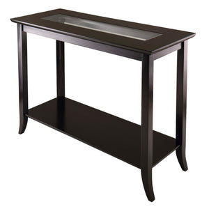 Winsome Wood Genoa Rectangular Console Table With Glass Inset, Espresso Finish - Stylish, Functional Design For Any Space Espresso Solid ,Composite Wood ,Glass 92450-winsome-wood
