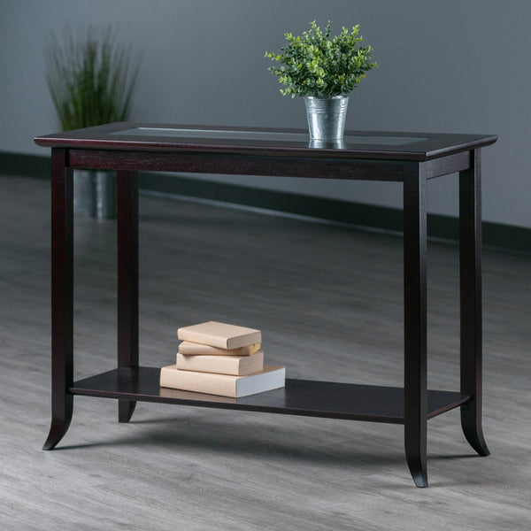 Winsome Wood Genoa Rectangular Console Table With Glass Inset, Espresso Finish - Stylish, Functional Design For Any Space Espresso Solid ,Composite Wood ,Glass 92450-winsome-wood