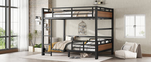 English Elm Full Metal Bunk Bed With Walnut Finish - Versatile Loft Style, Sturdy Design, Easy Assembly, Space-Saving W1580S00227