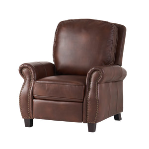 English Elm Christopher Knight Home® - PUSH Neville PU Recliner Chair with Rubberwood Legs — Contemporary Push-Back Comfort & Easy Care Finish Brown N771P355852B