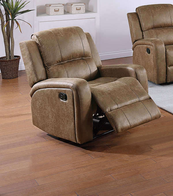 English Elm Single Manual Motion Recliner with Square Arms, Horizontal Tufting & Side Handle for Ultimate Comfort B089P240528