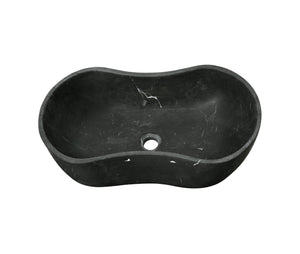 English Elm Luxury Solid Marble Vessel Sink Wavy Organic Stone Basin Matte Honed Vanity Bowl W1696P408021