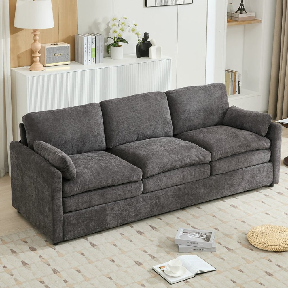 English Elm 101.2" Modular Chenille Sectional Sofa with Tufted Cushions and Deep Seating for Living Room Grey N719S001922E