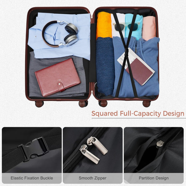 English Elm Premium Polypropylene Hard Shell Luggage Set Three Piece with Tsa Locks Spinner Wheels N726P460073O