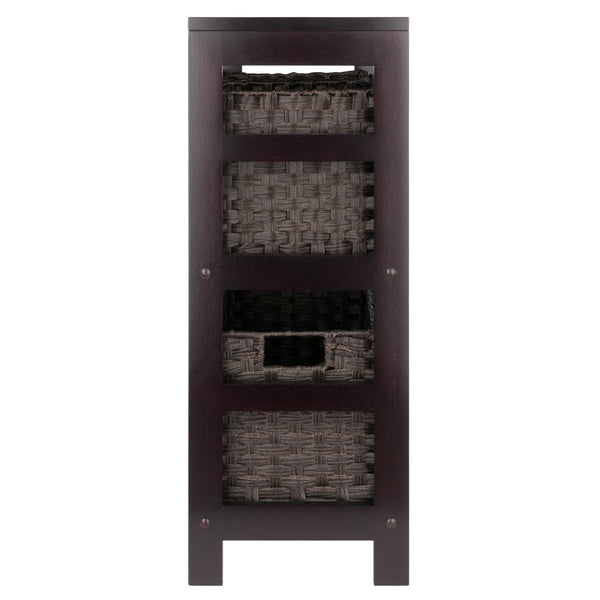 Winsome Wood Leo 4-piece Storage Shelf Set With 3 Foldable Woven Baskets – Stylish Espresso Organizer For Home Espresso Solid Wood 92463-winsome-wood
