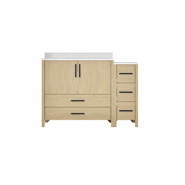 English Elm 108"w×22"d×34"h Freestanding Double Sink Vanity with White Countertop Soft Close T3785S00002
