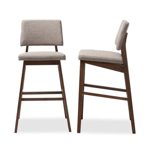 Baxton Studio Baxton Colton Mid-Century Modern Fabric Upholstered Bar Stool Set of 2 for Stylish Home Décor Light Colton-Light Grey-BS