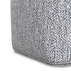 English Elm Nate Handwoven Cotton Square Pouf Artisan Footrest for Bohemian Living Rooms Blue B136P427592