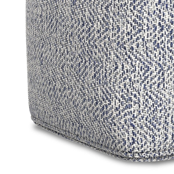English Elm Nate Handwoven Cotton Square Pouf Artisan Footrest for Bohemian Living Rooms Blue B136P427592