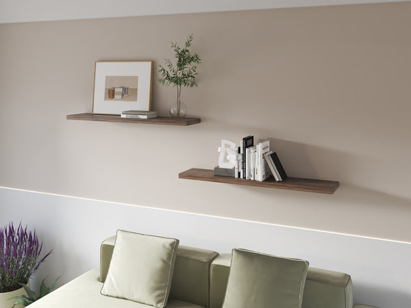 English Elm Greer Floating Shelf Melamine Set of 2 — Slim 47.3" Wall-Mount Shelves for Modern Minimalist Rooms Dark Brown 47.2 L x 10.2 W x 3.5 H B128P375280