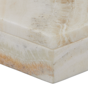 Arco Onyx Hexagon Box – Modern Decorative Accessory with Unique Natural Stone Variations, Ivory Finish