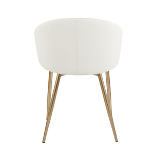 English Elm Claire Contemporary Glam Chairs Set Of 2 - Stylish White Faux Leather With Gold Metal Frame Upgrade B202S01348