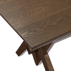 English Elm Christopher Knight Home® - 63" Double V Dining Table with Solid Wood Base, Farmhouse Rustic Grain, Seats 6, Durable Dovetail Craftsmanship Walnut N771P330587T