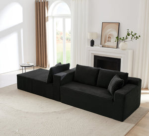 English Elm L-Shaped Modular Cloud Sectional Sofa - Instant Comfort, Durable Corduroy Sleeper For Any Room W2339P294921