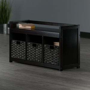 Winsome Wood Addison 4-piece Storage Bench Set With 3 Stylish Foldable Baskets, Perfect For Home Organization & Style Espresso Solid ,Composite Wood 92481-winsome-wood