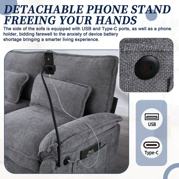 English Elm United U-Shaped Sectional Sofa 106" Cloud Couch - Comfy Chenille, Storage Ottoman, Usb Ports & Pillows W1568S00232-GIGA