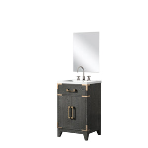 English Elm Black Oak Single Bath Vanity Set With Acrylic Top, Chrome Faucet & 18" Mirror For Small Spaces B2731S02214