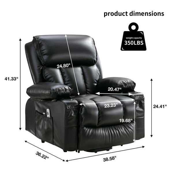 English Elm Power Electric Massage Lift Lounge Chair For Seniors – Heating, Vibration, Usb Charging & Storage! W1521P302637-GIGA