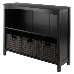 Winsome Wood Terrace 4-piece Storage Shelf Set With 3 Stylish Foldable Baskets For Home Organization & Decor Walnut Solid ,Composite Wood 92498-winsome-wood