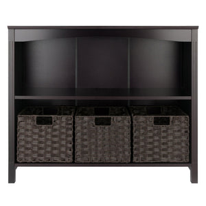 Winsome Wood Terrace 4-piece Storage Shelf Set With 3 Stylish Foldable Baskets For Home Organization & Decor Walnut Solid ,Composite Wood 92498-winsome-wood